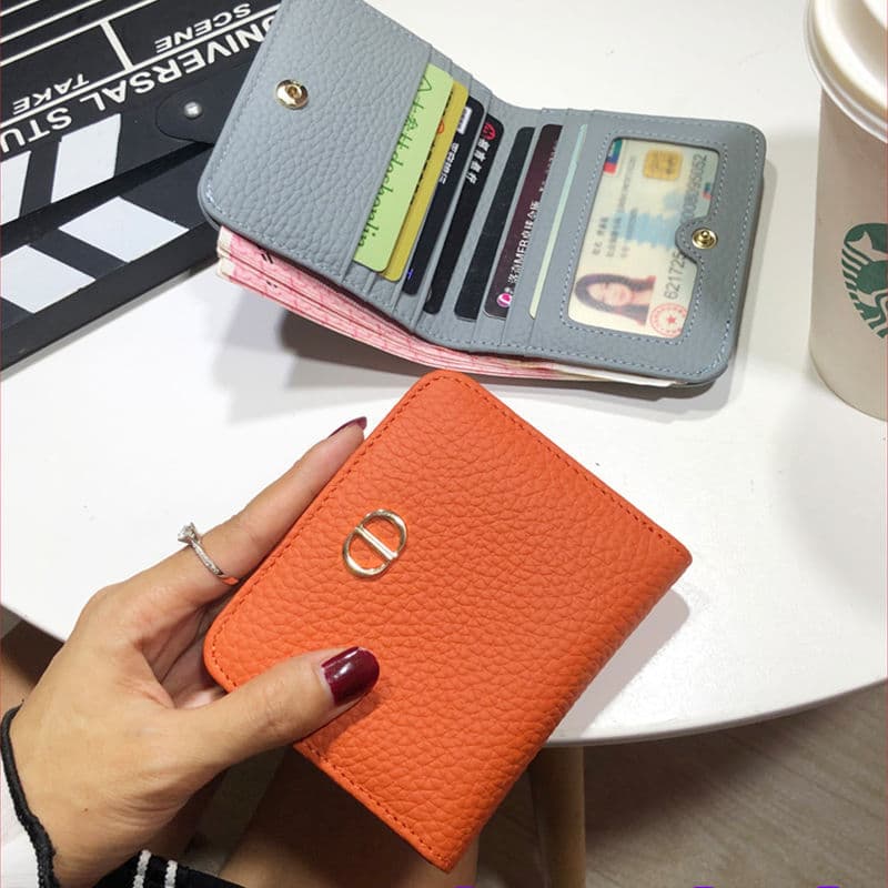 Factory Direct Women's Short Leather Wallet Compact Card Holder Integrated Coin Purse Portable Unique Design