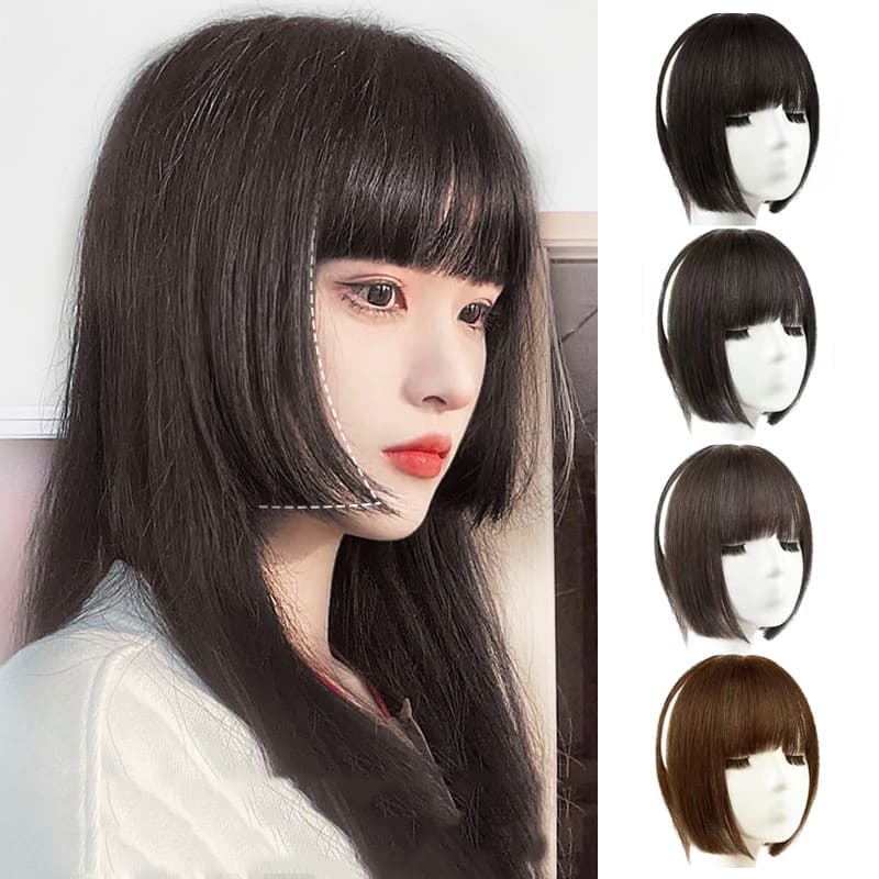3D French princess cut bangs wig, female internet celebrity natural forehead realistic fake bangs, hair replacement piece, in stock.