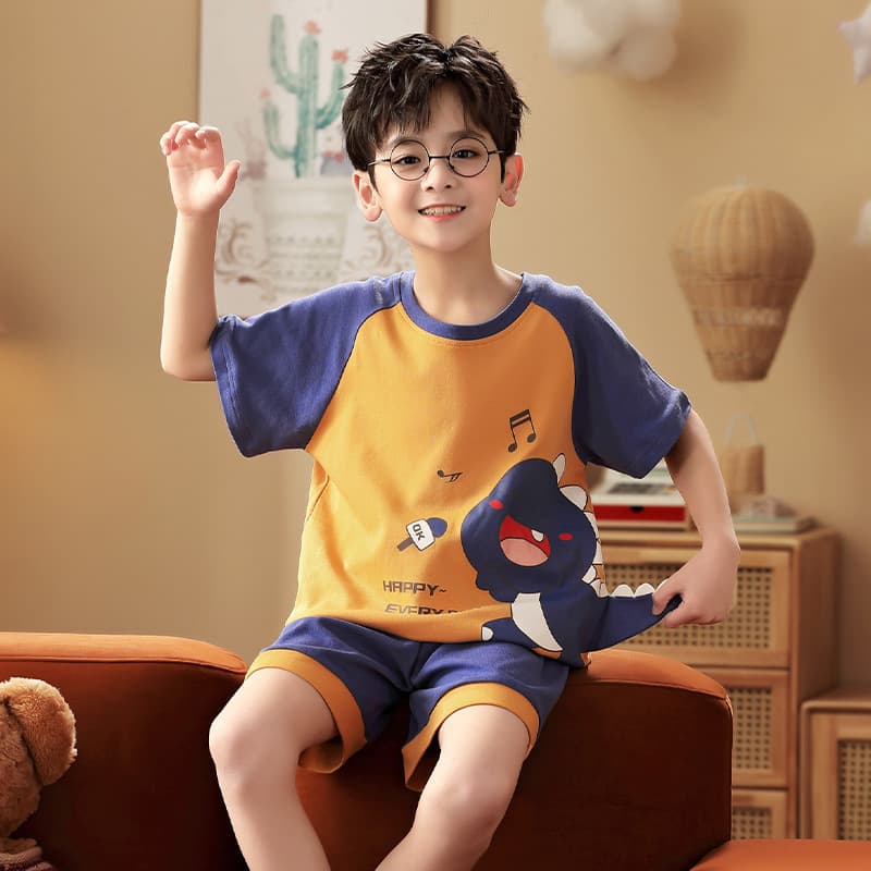 Children's Pajamas Boys Summer Thin Short Sleeve Cotton 2023 New Air Conditioning Wear