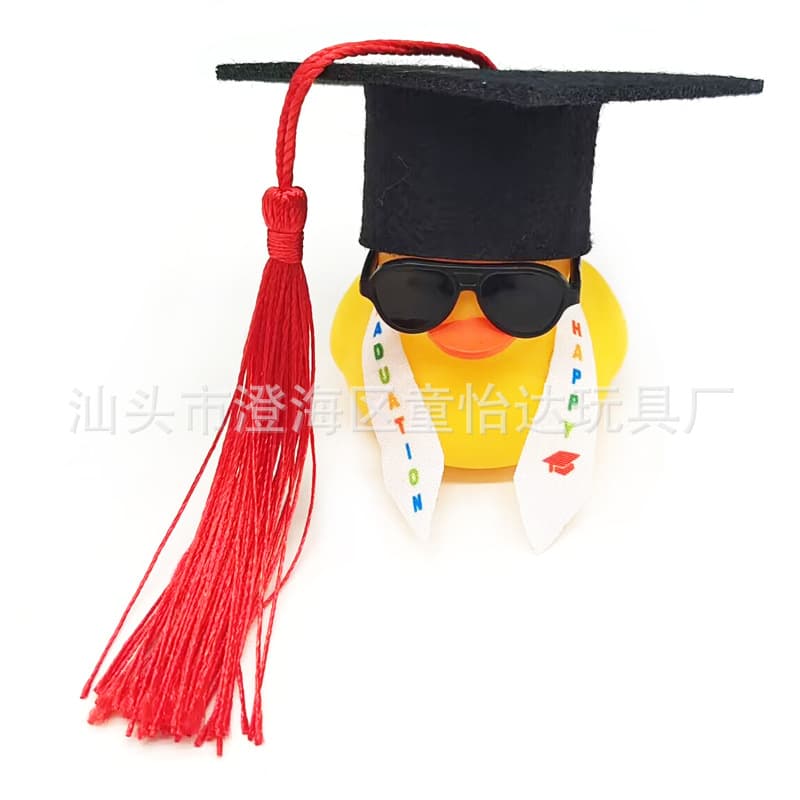 Cute Little Yellow Duck Car Dashboard Decoration Graduation Cap Duck Doctor Cap Graduation Cape