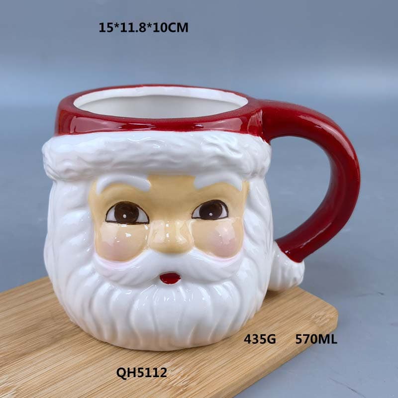Curated Cross-border European and American Creative Upside-down Hand-painted Ceramic Santa Claus Mug Embossed Ceramic Christmas Decoration