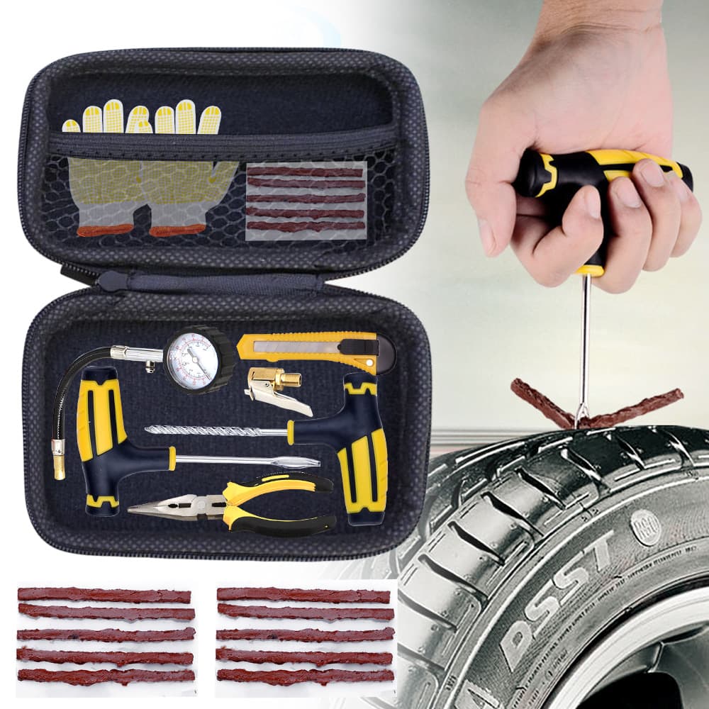 Car Tire Repair Tool Kit 10 Piece Set For Small Cars Electric Vehicles Vacuum Tire Repair Tool Box Vehicle Supplies
