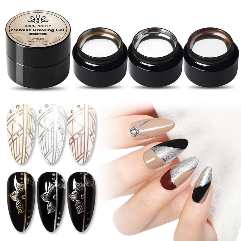 BORN PRETTY New Nail Art Glue Laser Flash Diamond Glue Drawing Line Painted Glue Elastic Broken Diamond Drawing Glue