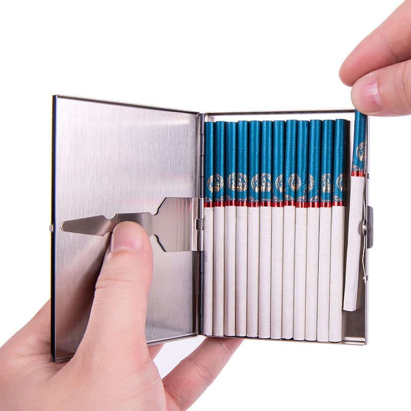 Medium Stainless Steel Cigarette Case for Men, 9 Coarse and 6.5 Cigarette Case, Metal Wire-Drawing, Women's Fine Waterproof Cigarette Bag
