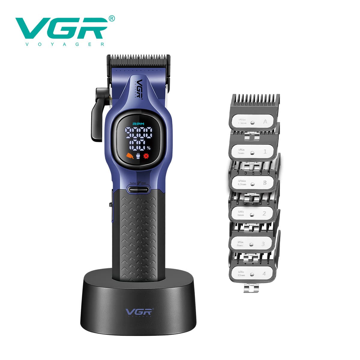 VGR886C cross-border electric LCD variable speed hair clipper professional high-speed brushless motor 9000RPM digital display clipper