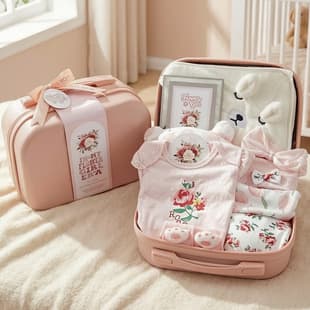 Newborn Baby Gift Set Pure Cotton Class A Outfit Full Moon 100 Days Meeting Gift Girl Baby Flower Four Seasons