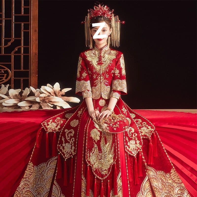New Xiuhe Wedding Dress for Petite Women, 2025 Wedding Dragon and Phoenix Gown, Toasting Dress, Autumn/Winter
