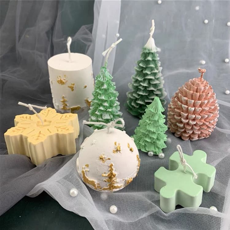 New Christmas Candle Silicone Mold Christmas Tree Snowflake Elk Embossed Christmas Hat Cake Plaster Mold