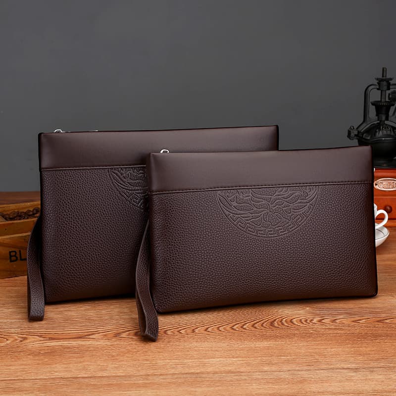 Men's New Luxury Genuine Leather Envelope Clutch Bag Large Capacity Business Underarm Bag