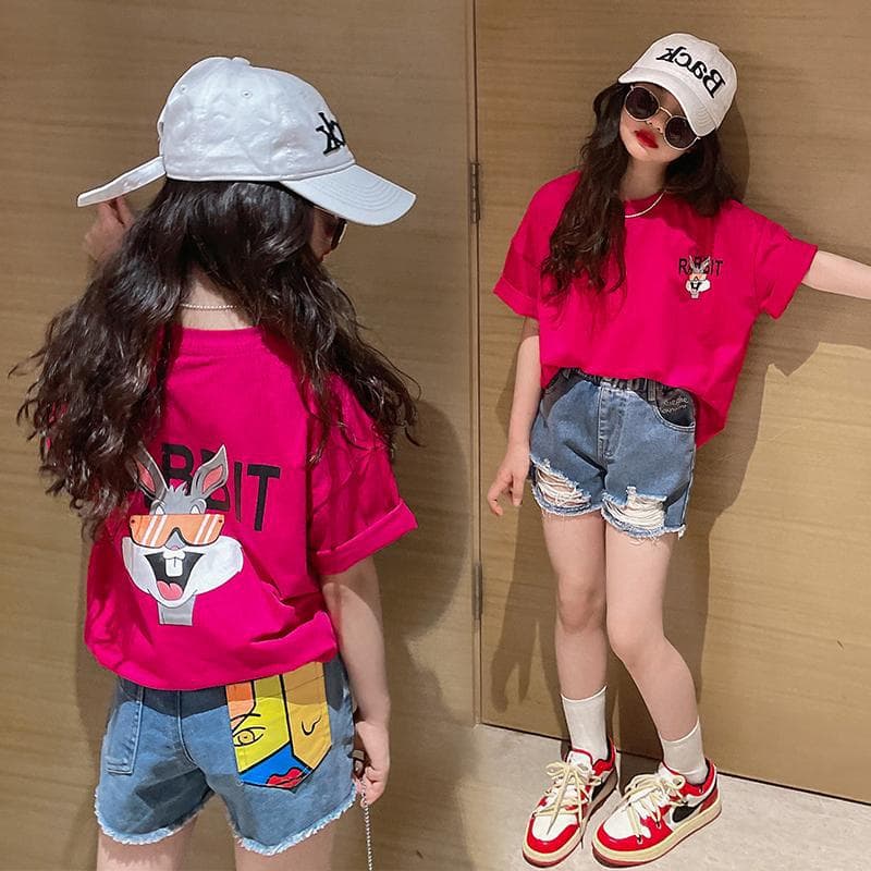 Cross-border hot-selling children's girls t-shirt short sleeve summer kids girls top half sleeve summer fashion