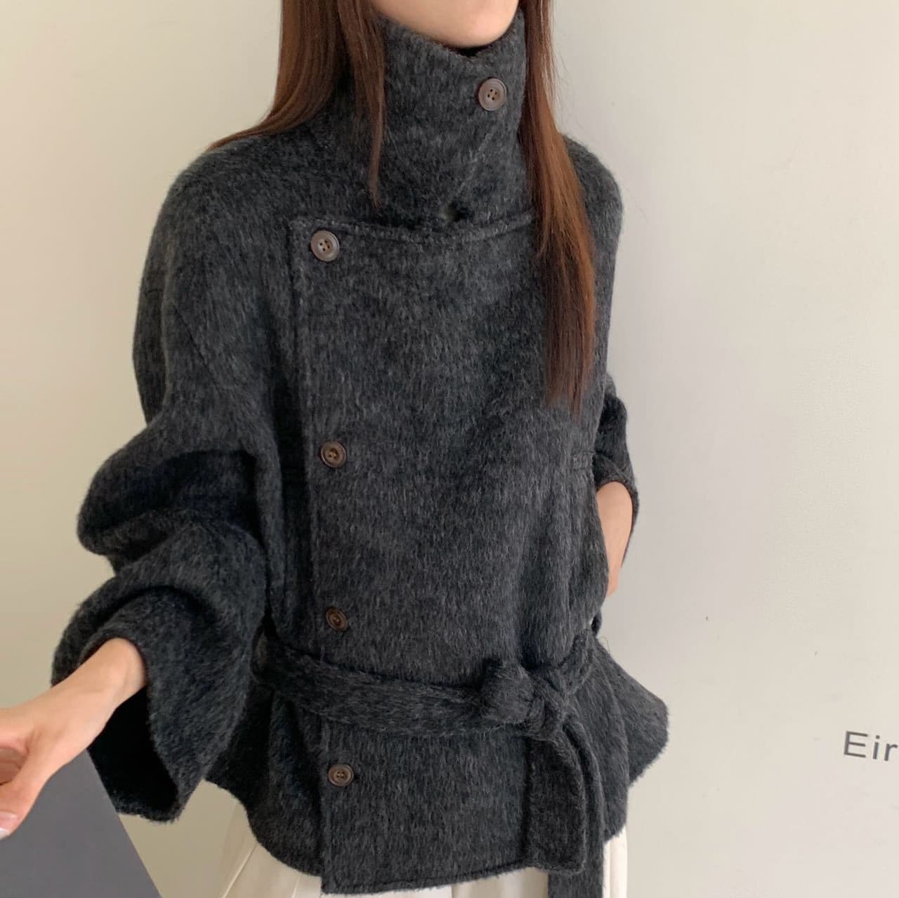 Kim Min-hee Style Double-Sided Wool Coat Women's Autumn Winter Jacket Cashmere Blend Coat
