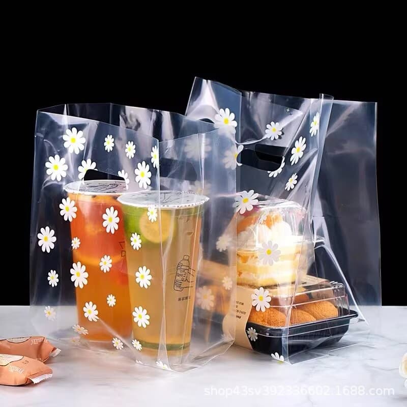 Bakery Carry Bag Dessert Packaging Bag Fruit Yogurt Bread Bakery Cake Shop Handle Bag Sushi Takeout Packaging Bag