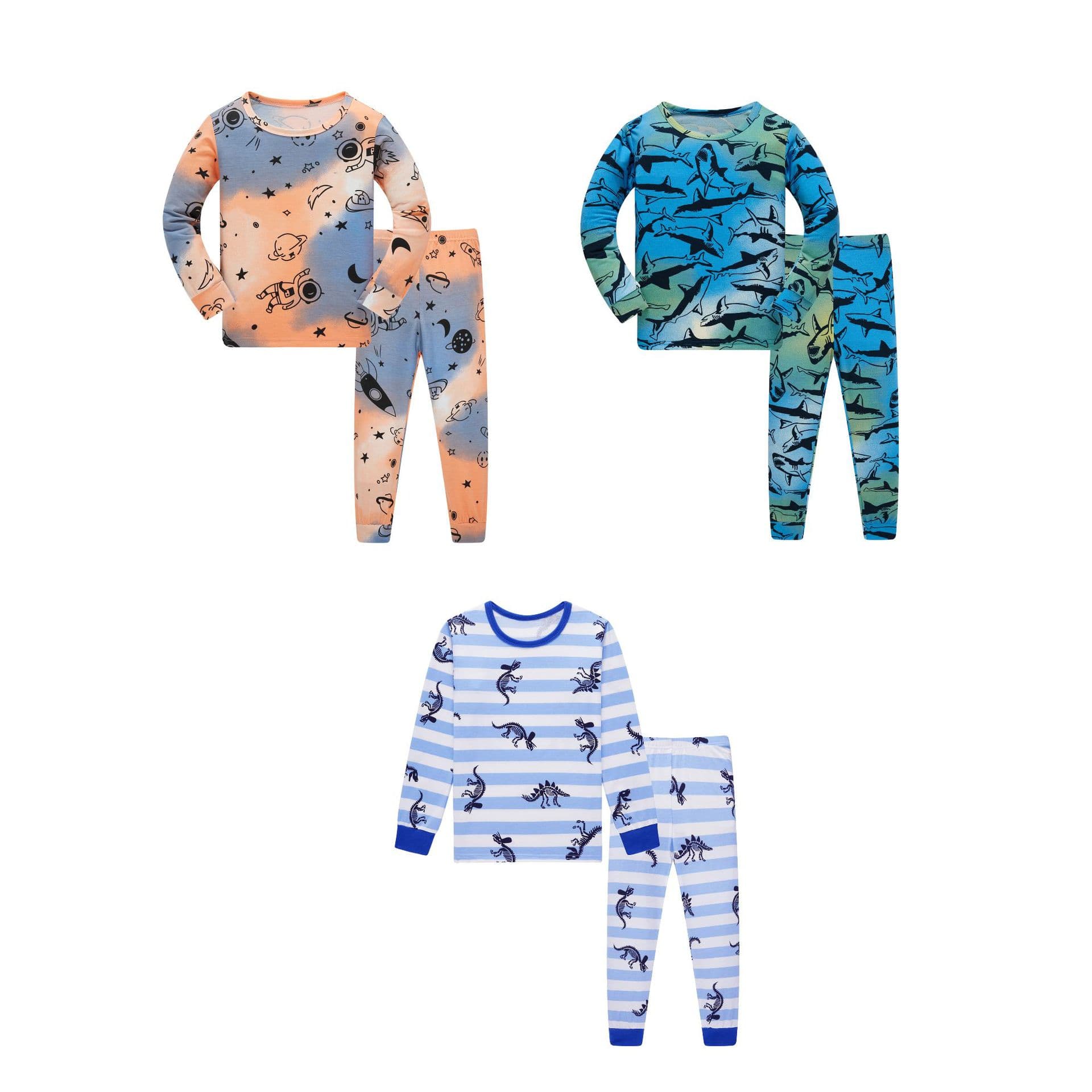 Boys' Lycra Stretch Long-Sleeve Homewear Children's Long-Sleeve Pajama Set for Toddlers, Drop Shipping