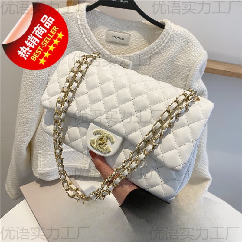 New Women's Bag, Simple and Fashionable, Quilted Chanel-Style Small Shoulder Crossbody Bag, Square Bag, 2025 Versatile