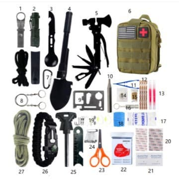 Outdoor camping equipment camping survival tool set emergency survival kit multifunctional wilderness survival supplies