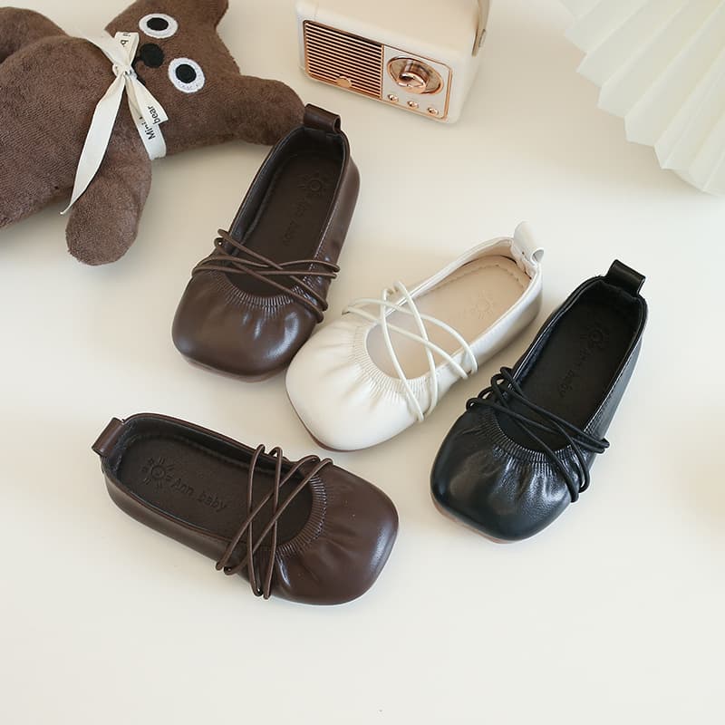 Girls' Korean Style Leather Shoes 2025 Spring and Autumn New Style Slip-on Loafers Soft Sole Princess Shoes Ballet Shoes
