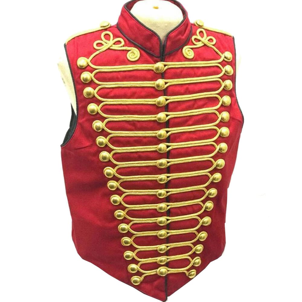 European and American Medieval Men's Wear Retro Gothic Steampunk Vest Red Soldier Drummer Stage Costume Jacket