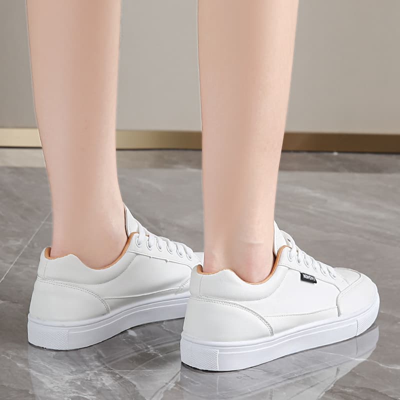 Women's white sneakers, 2024 spring and autumn new style, fashionable and trendy, thin leather, flat, sporty, casual sneakers, wholesale.