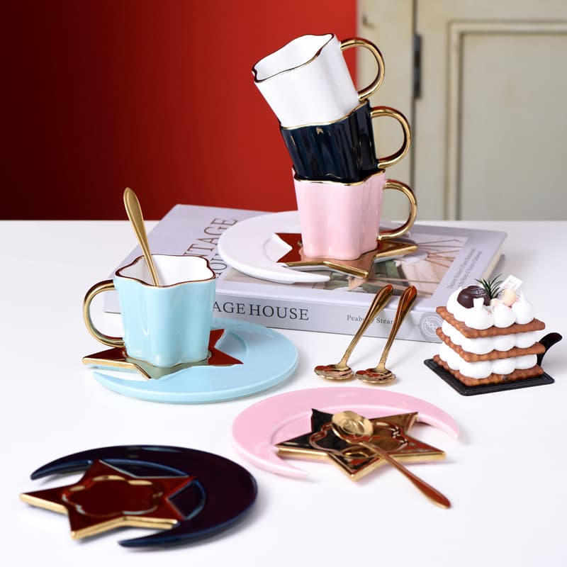 Starry Sky Coffee Cup and Saucer Mug Ceramic Cup Office Coffee Cup Milk Cup Coffee Cup and Saucer Niche Creativity