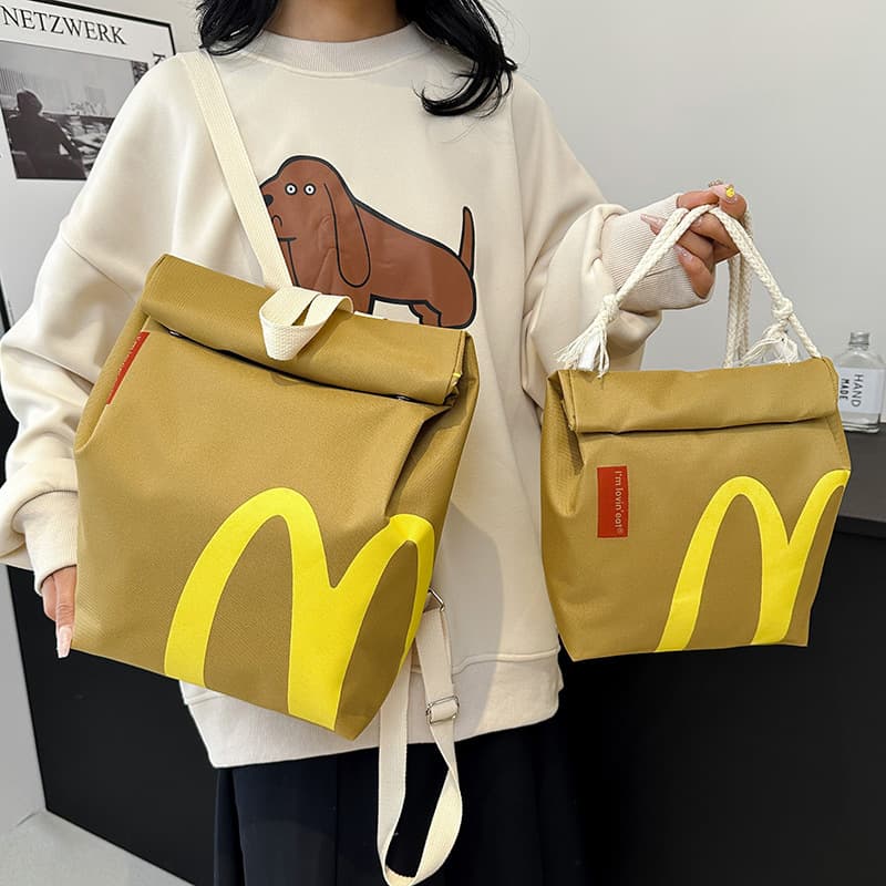 2023 New Style Letter Print Paper Bag Dual Shoulder Unique Personality Student Single Shoulder Bag