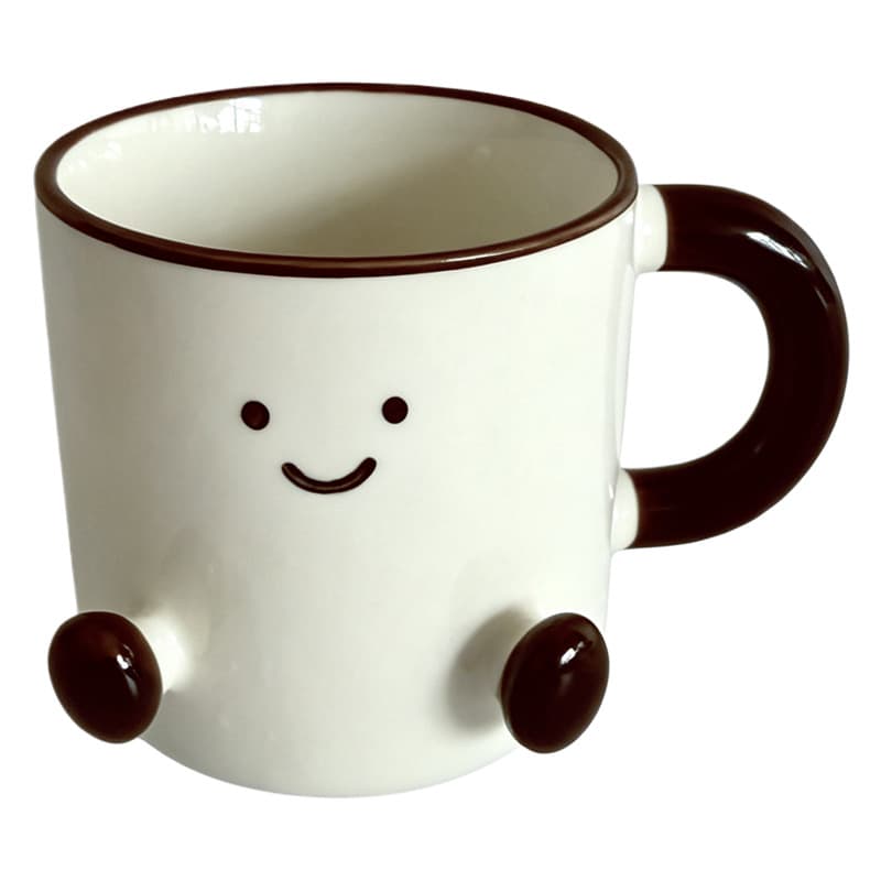 Cartoon Ceramic Coffee Cup and Saucer Creative Cute Cocoa Bean Home Breakfast Mug Office Afternoon Tea Water Cup