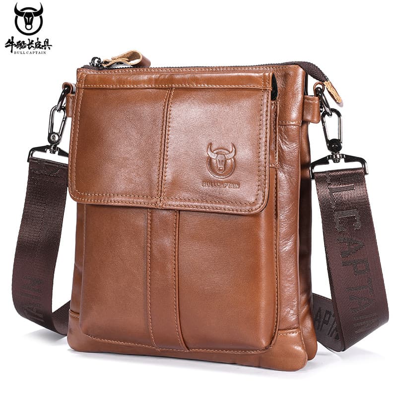 Captain Leather cross-border exclusive men's single shoulder crossbody bag top grain cowhide retro large capacity multifunctional sling bag