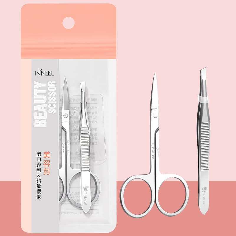 Chuanqi'er eyebrow clip eyebrow trimming set stainless steel tweezers hair plucking pliers safety scissors nose hair trimmer eyebrow trimmer