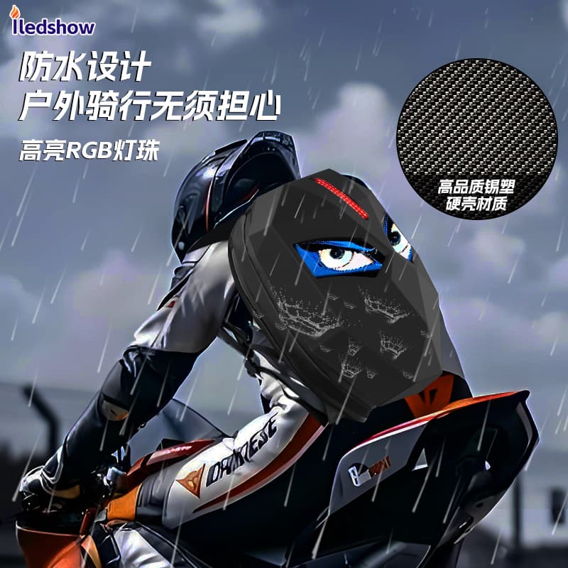 Cross-border Iron Man knight backpack, "Demon's Eye" PC hardcase outdoor cool motorcycle rider LED backpack