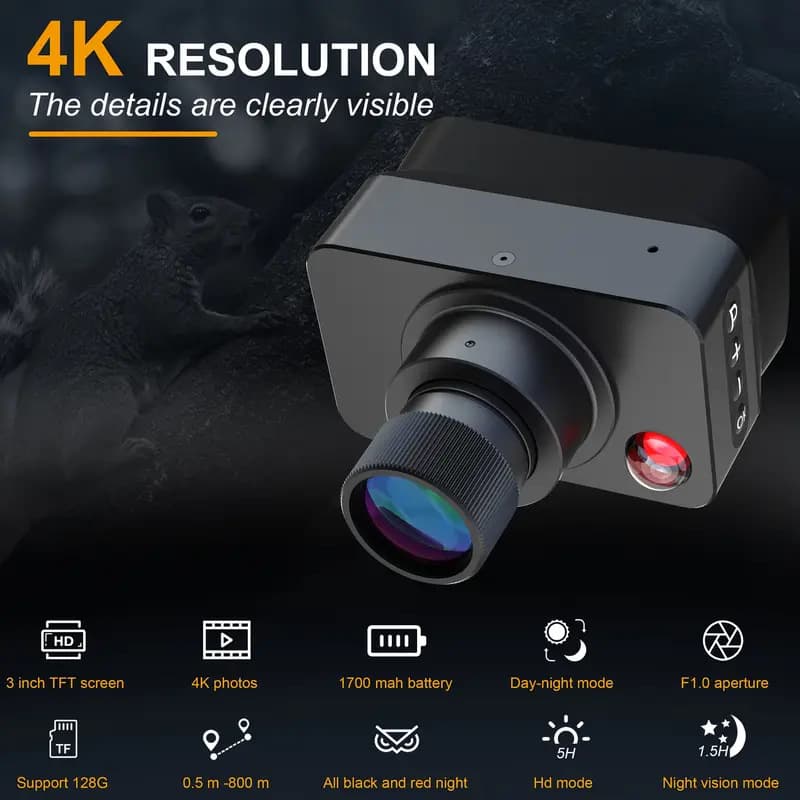 HD Infrared Night Vision Scope with Large Screen, Crosshair Reticle, Full Black Infrared Night Vision for Compound Bow