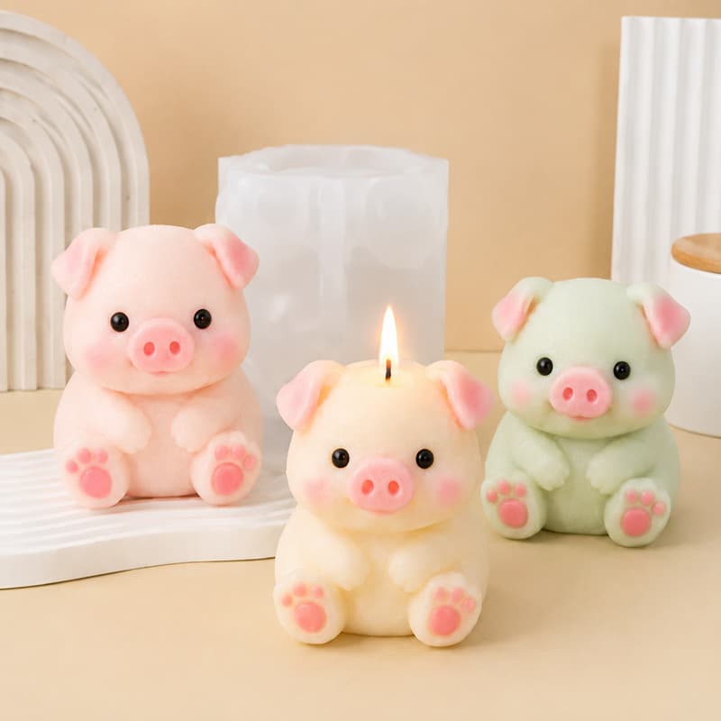 DIY Silicone Mold for Aromatherapy Candles, Plaster Ornaments, Resin Mold, Cross-Border 3D Pig Shape Epoxy Mold