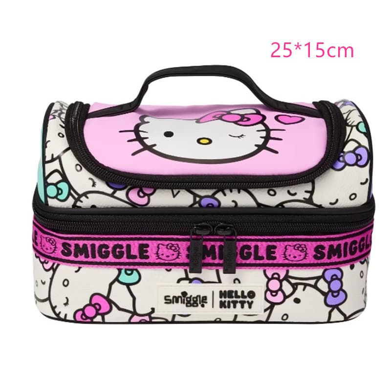 Australian Smiggle Backpack Student Large Capacity KT Cat Backpack Kids Tritan Lunch Box Double-Layer Lunch Bag 650 Water Bottle