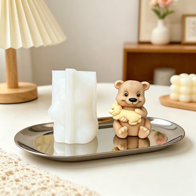 Bear Hug Puppy Scented Candle Silicone Mold DIY Resin Liquid Plaster Epoxy Ornament Baking Cake Mold