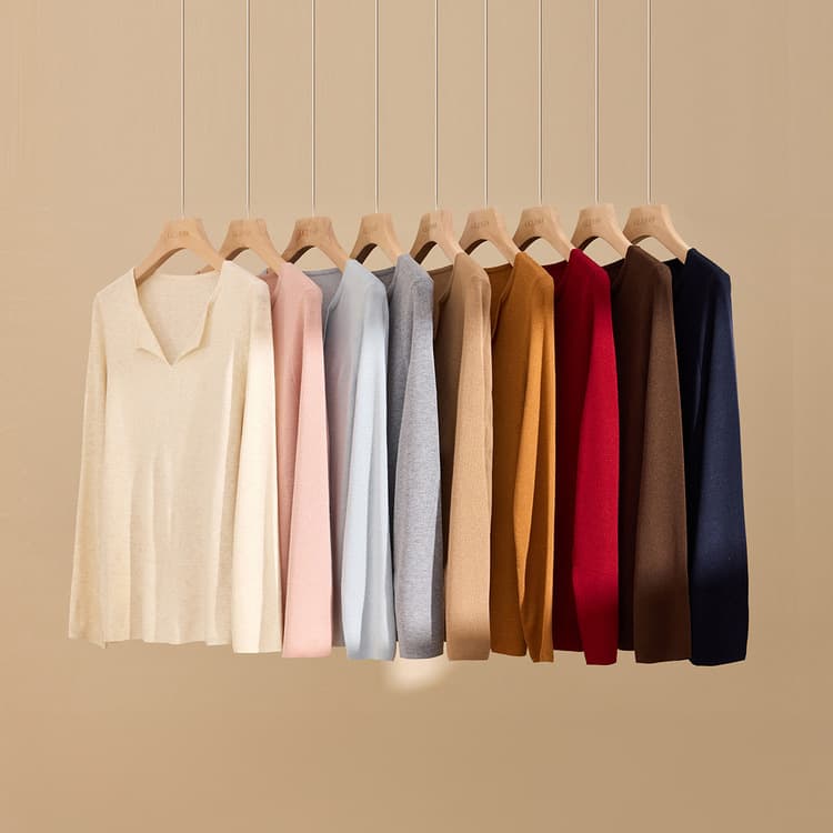 【Cloud】Xianlixiu W Plus Size Women's Wear Iridescent Style Multi-Color Turned Hem V-Neck Soft Non-Itchy Knit Sweater