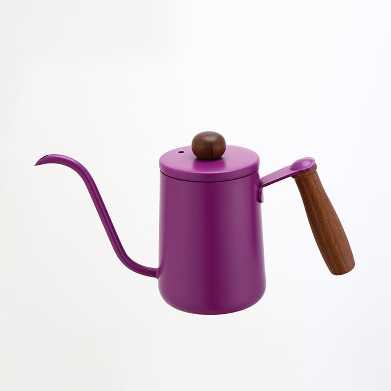 304 stainless steel black wooden hand brewing kettle white coffee pot with lid Japanese style mocha thin mouth hand brewing kettle