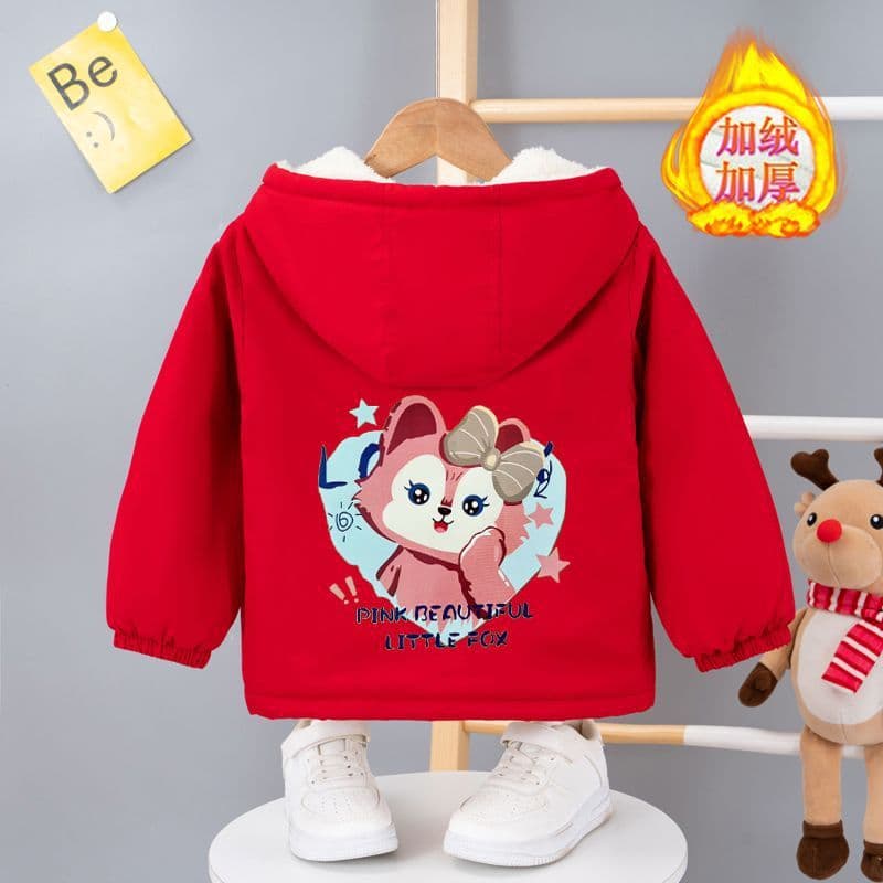 Kids Cotton Padded Coat for Girls Autumn Winter New Trendy Casual Fleece-Lined Thick Warm Cotton Jacket Baby Girls Winter Fashion