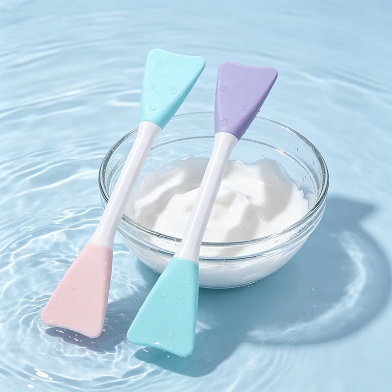 Mask brush with double heads, detachable and changeable head, digging and applying mud mask tool, silicone brush, contrasting color silicone mask brush