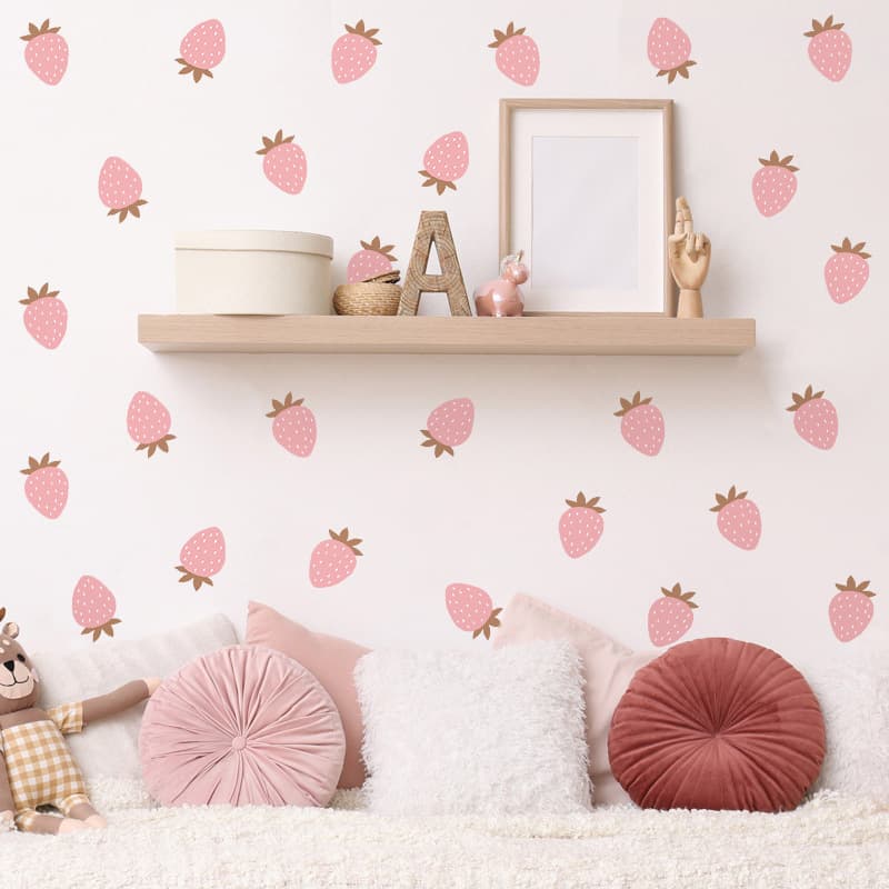 Bohemian Strawberry Kids Room Wall Decal Home Decor Fruit Summer Bedroom Sticker