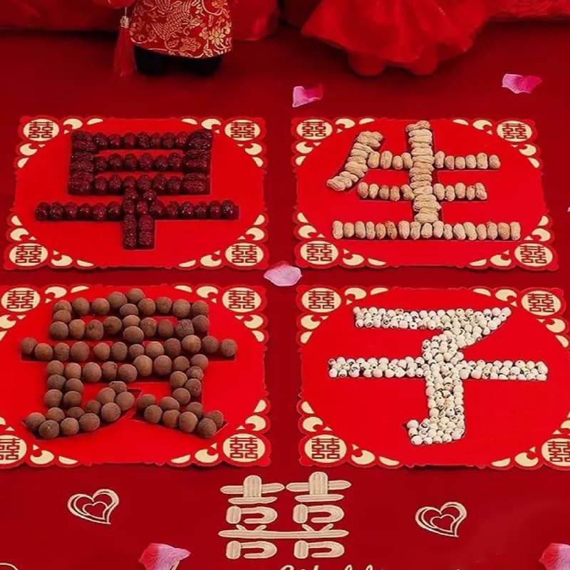 Templates for early marriage and having a son, bed decorations, wedding room decorations, wedding supplies.
