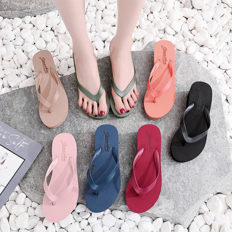 2024 New High Heel Slippers for Women Outdoor Summer Wedge Sandals Simple Flip Flops Casual Beach Thong Sandals Thick Sole Sandals