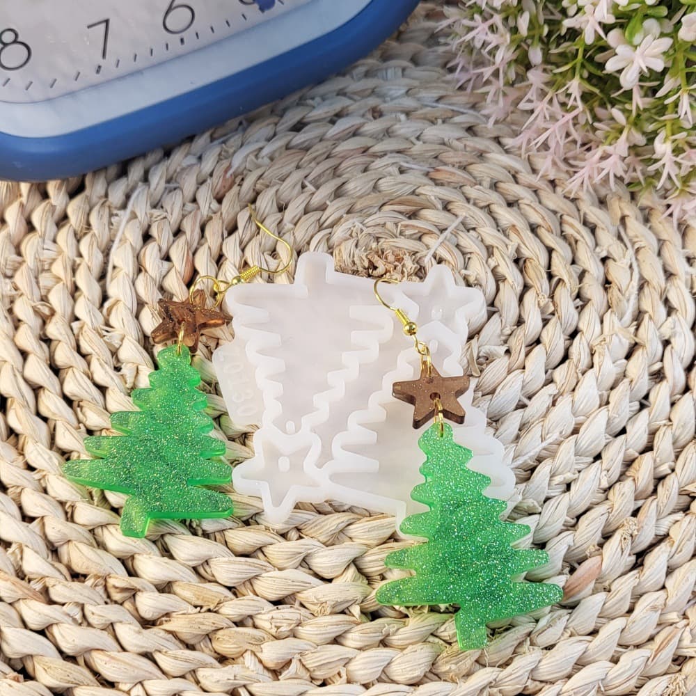 Z0130 Christmas Tree Star Earring Mold, Crystal Resin Silicone Mold DIY Decoration Silicone Mold