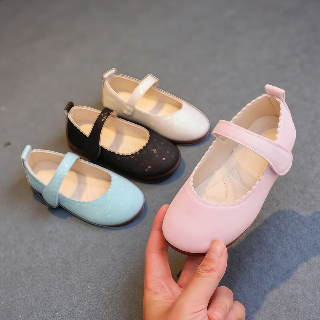 2025 Spring/Autumn Korean New Style Girls' Leather Shoes Export Order Princess Single Shoes Children's Velcro Performance Dance Shoes