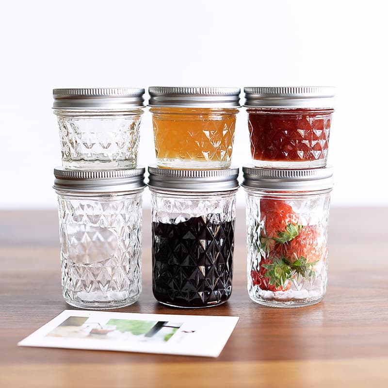 Diamond storage jar sealed jar caviar beverage bottle glass light food mason jar honey bottle with lid