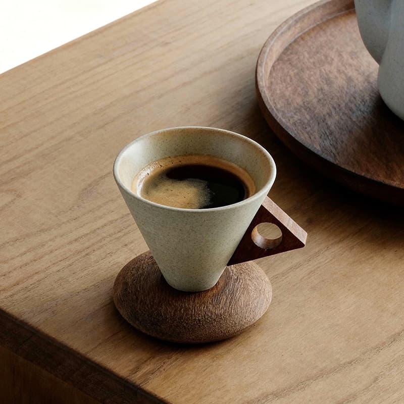 Cross-border funnel-style retro high-value cups, elegant coffee cups, antique-style creative stoneware niche coasters and coasters