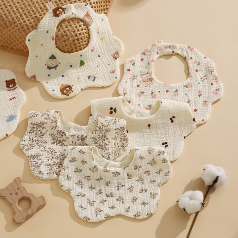 Baby Six-Layer Cloth Napkin Petal-Shaped Saliva Towel Newborn Neck Warmer Children's Scarf Toddler Gown AE Stock Origin China