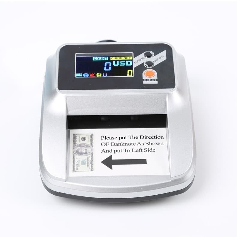 Portable and compact small banknote counter supporting multiple currencies, including US dollar and euro banknote counters.