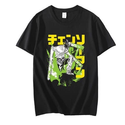 Chainsaw man Denji Pochita Makima Chainsaw man printed black short-sleeved T-shirt for men