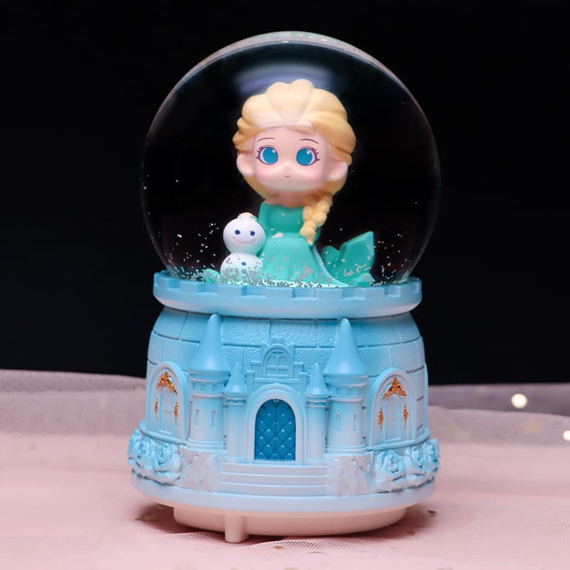 Fantasy Frozen Elsa Princess Crystal Ball Music Box Glowing Snow Snow White Princess Ornament Girls Gift