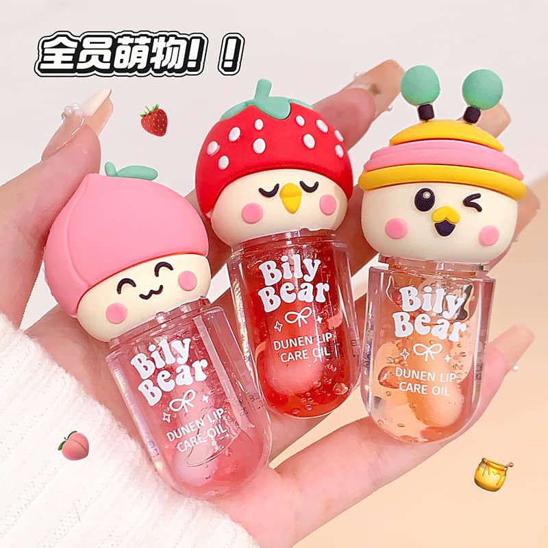 Bily Bear sweet and tender lip oil, moisturizing, anti-drying, diluting lip lines, water-glossy transparent lip gloss