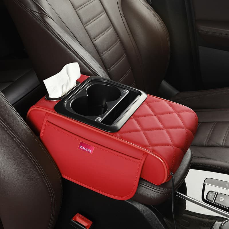25 years new multifunctional charging model luxury version car armrest box pad tissue storage bag central pillowcase car