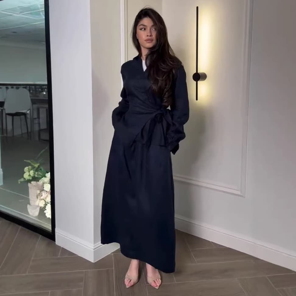 European and American satin design shirt jacket for women 2026 new loose lace-up skirt two-piece set fashionable and casual
